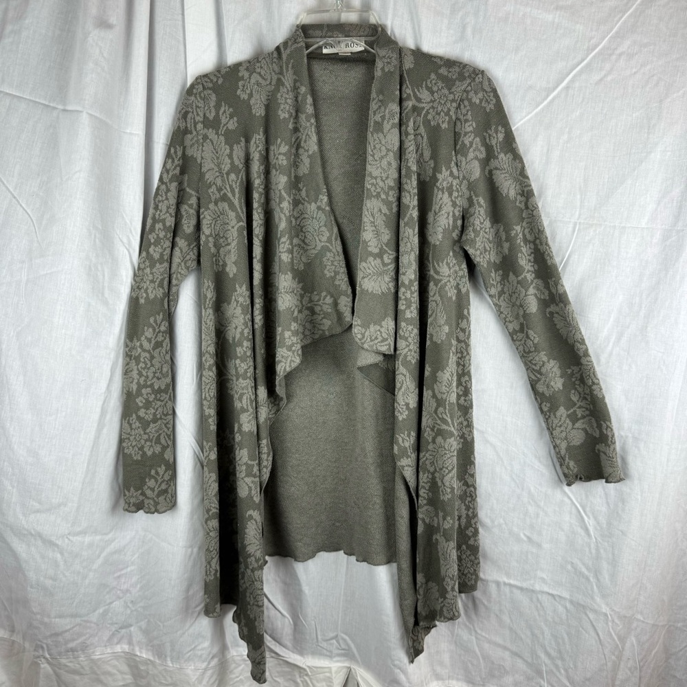 Knox Rose Womens Cardigan Two-tone Gray Floral Spring Summer Boho Medium
